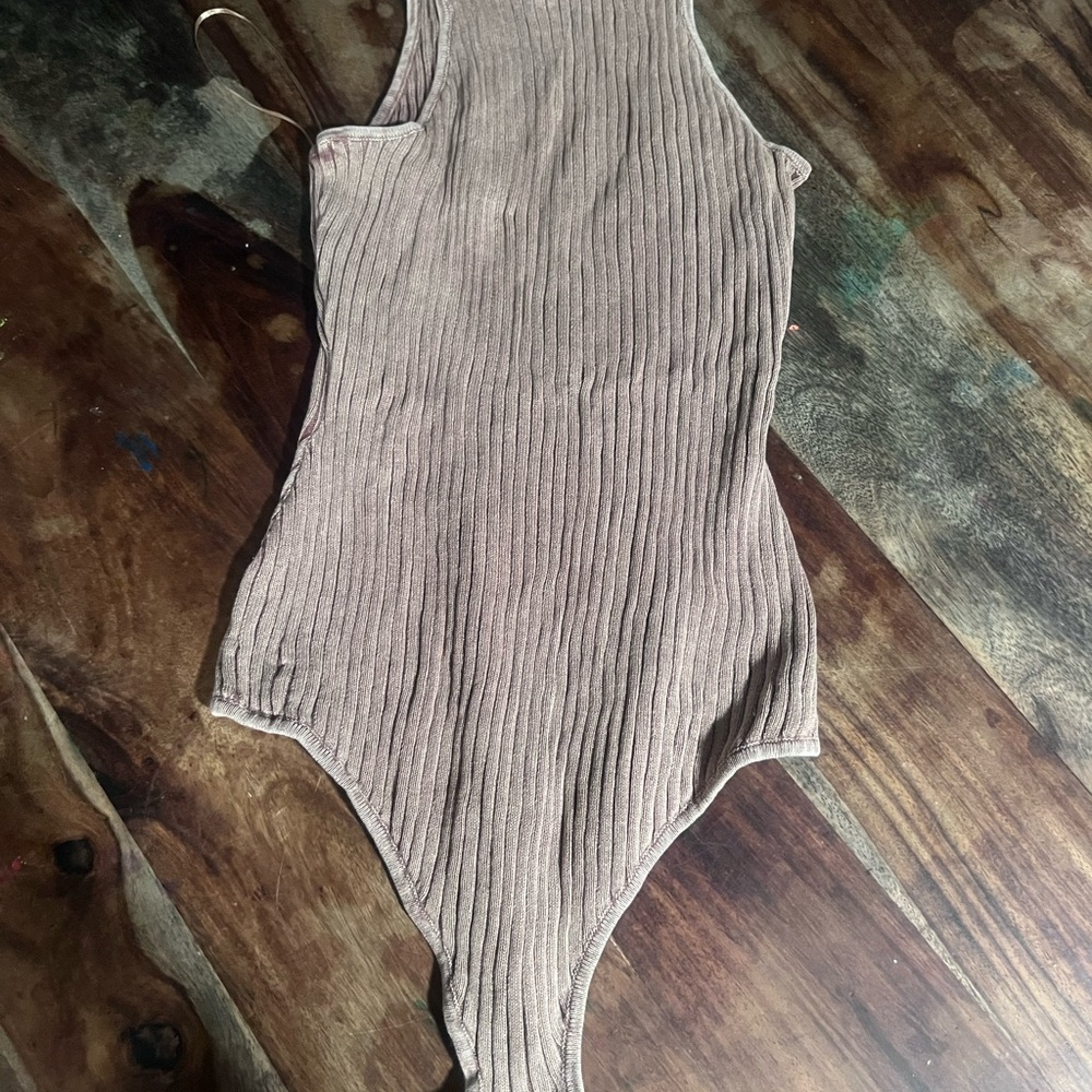Ribbed Tan Kids One Piece